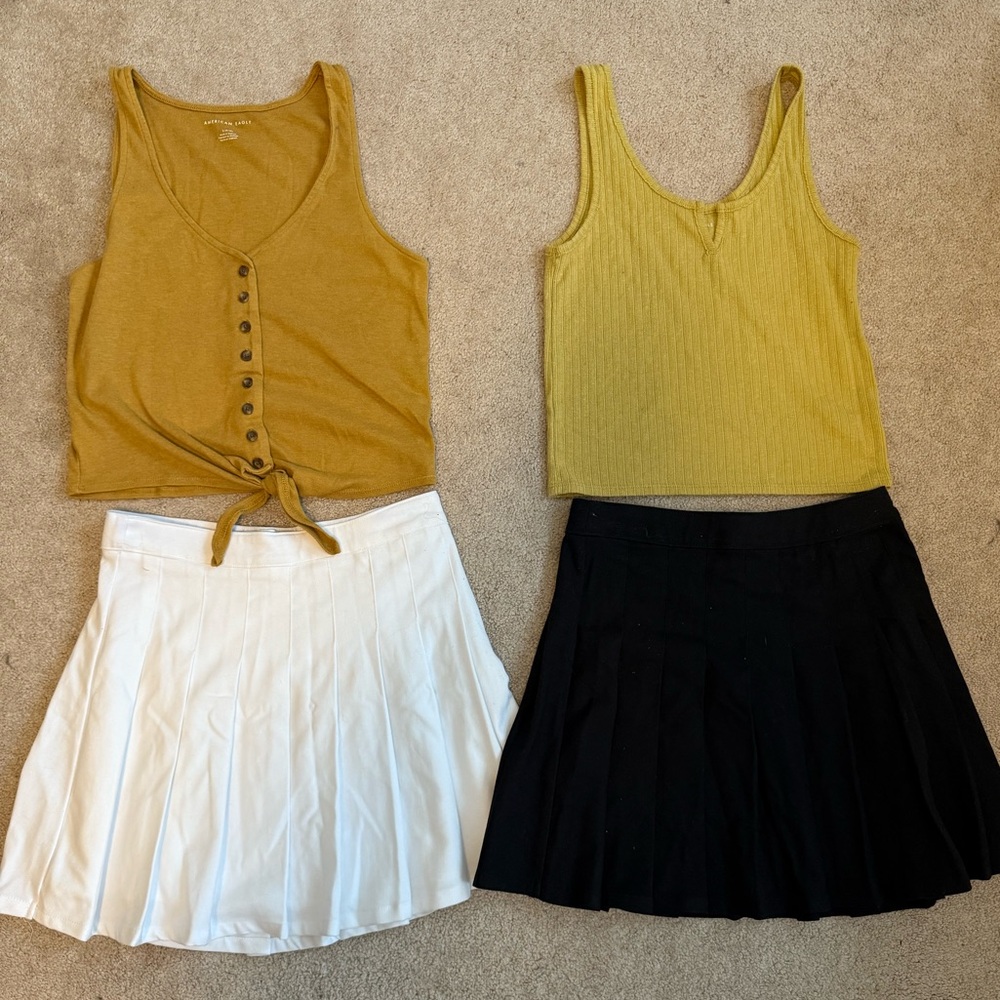 LOT American Eagle Hollister Aeropostale Skirts, Crop Tank Tops Size Small S